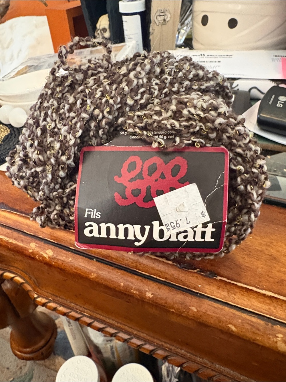 Annie Blatt French Wool Brown Grey Bouclé 8 Skeins